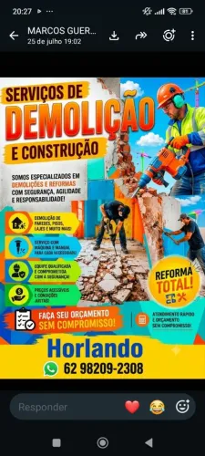 Demolição manual e reforma e máquina
