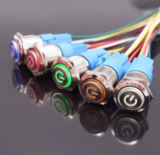 Botão/Interruptor Led/Power liga/desliga 12v-24v Metal 19mm 4 ampéres