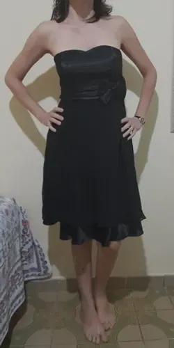 Vestido de festa midi, tamanho P, tomara que caia
