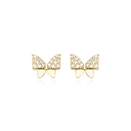 Brinco laço cravejado | Camadas em ouro