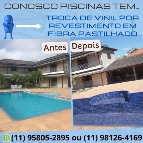 Troca de vinil por Revestimento em fibra pintado ou pastilhado, é Conosco Piscinas ?