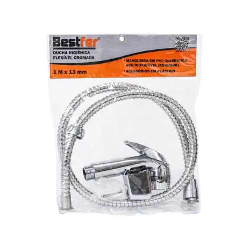 Ducha Higienica Flexivel Cromada 1mx013mm Bestfer Bfh1256