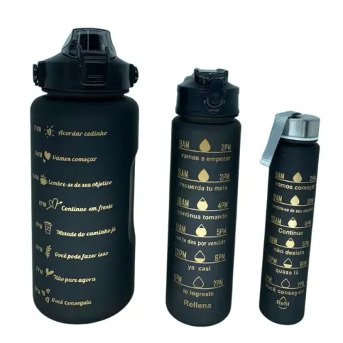 Galão, Garrafa e Copo De Água Com Canudo Squeeze 2L, 900ML e 300ML