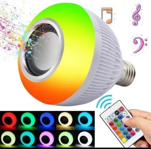 Lâmpada LED RGB com Bluetooth e Alto-Falante