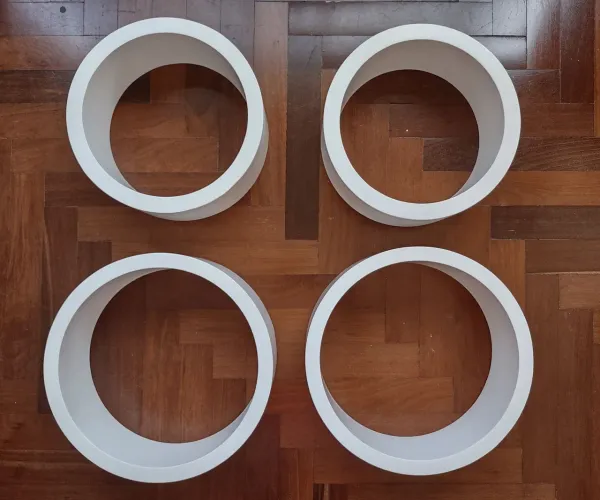 Conjunto de Nicho Branco de madeira redondo 