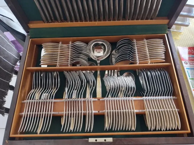 Faqueiro inox folheado 129 peças 