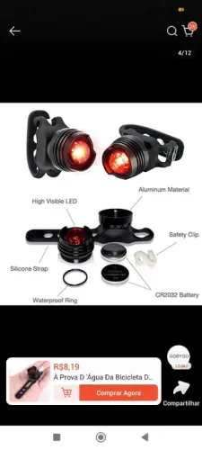 Luz Traseira de Bicicleta LED Impermeável - Segurança e Visibilidade