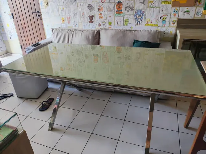 Mesa Inox/Vidro 1,90x90 PECHINCHA -BLACK FRIDAY $1.000,00