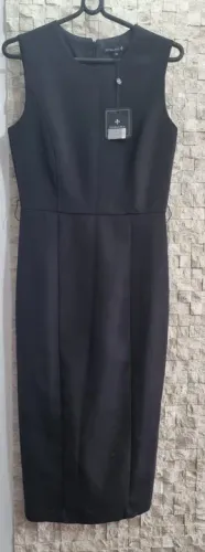 vestido social midi preto, marca dudalina - t. 38