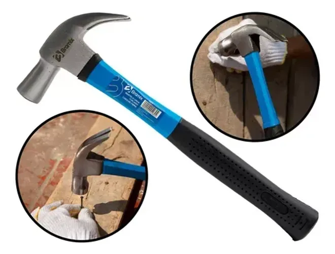 Martelo Unha Curvo Forjado Com Cabo Fibra De Vidro 27mm Bramix