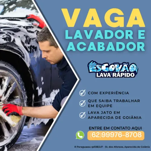 Vaga de Lavador e Acabador para Lava Jato | Lavador de Carros