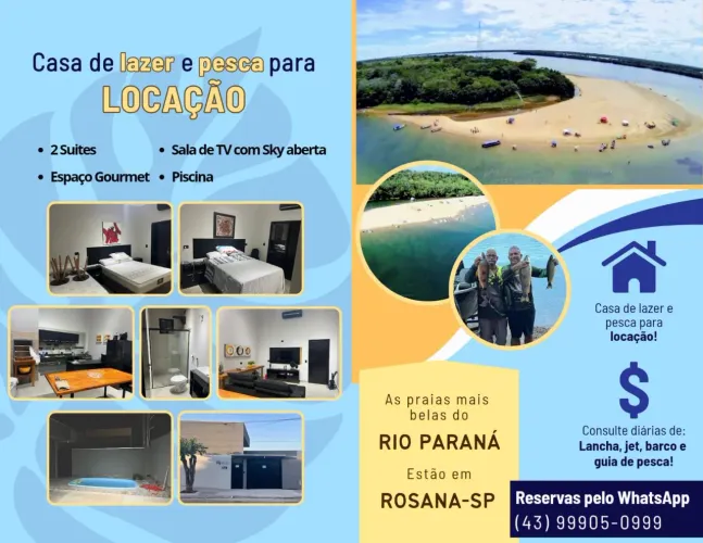 Casa para lazer e pesca em Rosana Sp praias do rio Paraná 