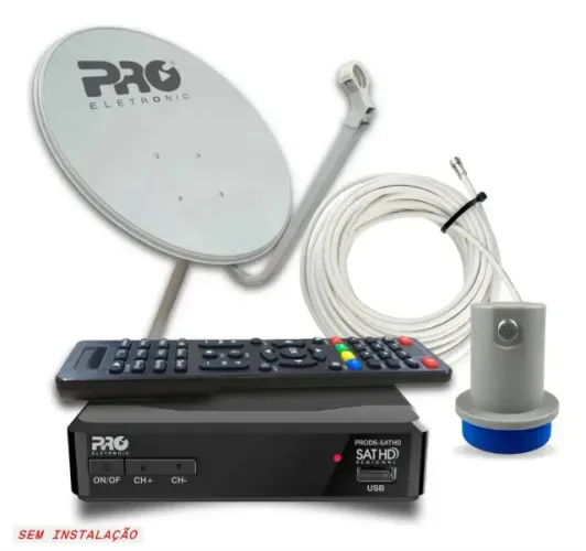 Nova Parabólica kit  Completo  Receptor SatPro HD ou Vivensis