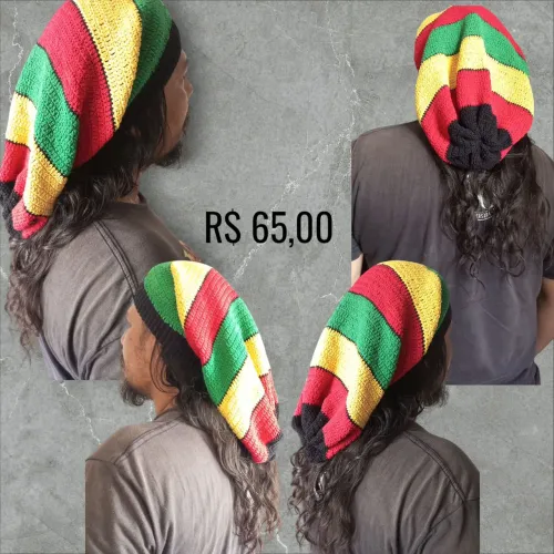 Boné de crochê Rasta reggae (Unissex)