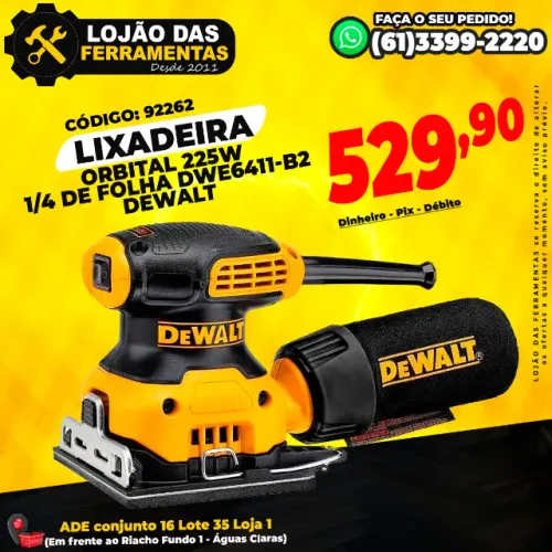 Lixadeira Orbital 225W 1/4 de Folha DWE6411-B2 Dewalt
