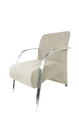 Poltrona Decorativa Suede Creme (Bege)