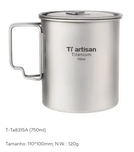 Caneca de Titânio Ti artisan pra acampamento 