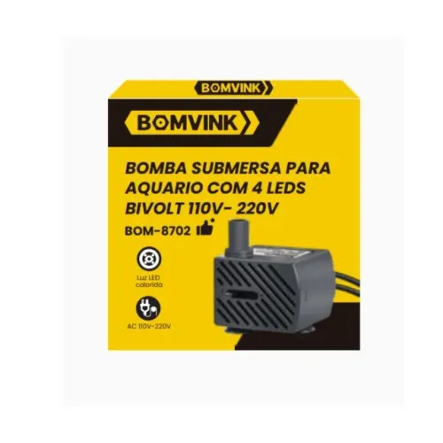 bomba submersa aquario biv 4led circul e filtragem bom-8702