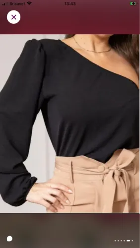 Blusa manga longa ombro único Fio Jeitoso