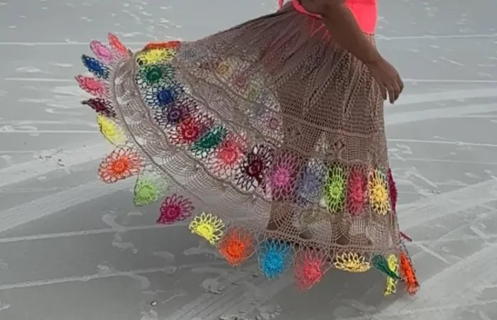 Saia longa de crochê 