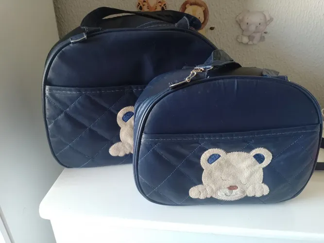 Bolsa maternidade azul marinho urso