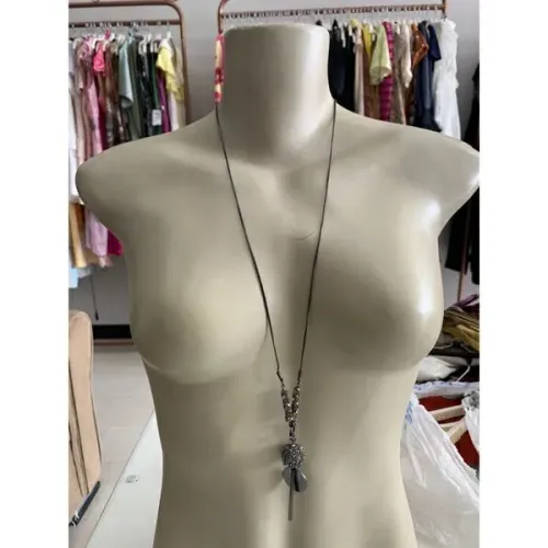 Colar Feminino de Pedras longo pra Festa Grafite Fim De Ano