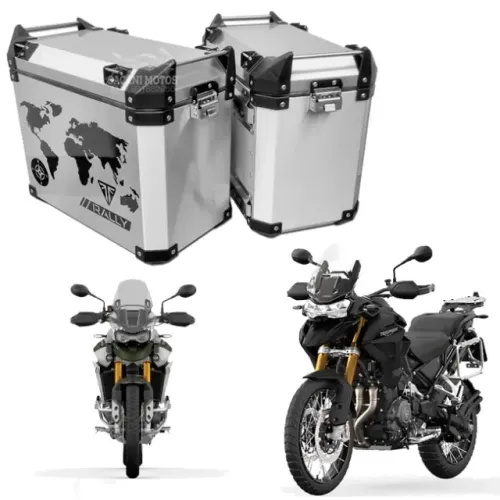 Baús Escovados Laterais Tiger 900 e 1200 37 Litros  Encaixe Suporte Original