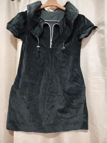 Vestido Preto de Veludo Corduroy