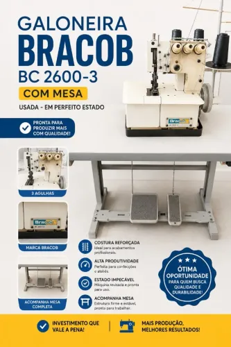 Máquina de Costura Galoneira Bracob BC 2600-3