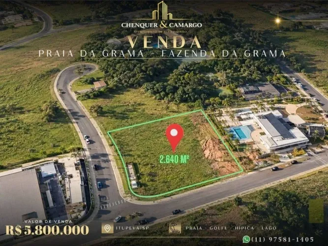 Terreno à venda Praia da Grama Itupeva, 2.640m², esquina e com título da praia