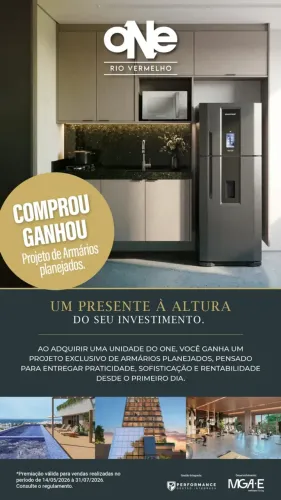 EXCELENTE Studio COM VARANDA DE 22m² a 23m² NO RIO VERMELHO