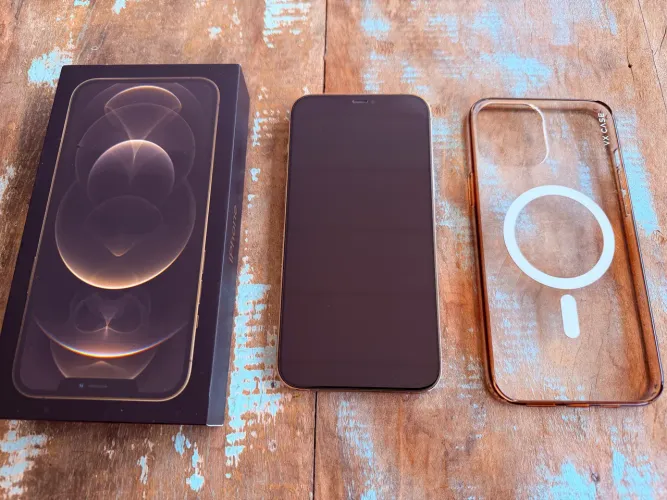 iPhone 12 Pro Max 256GB Dourado + Caixa Original + Capa VX Case
