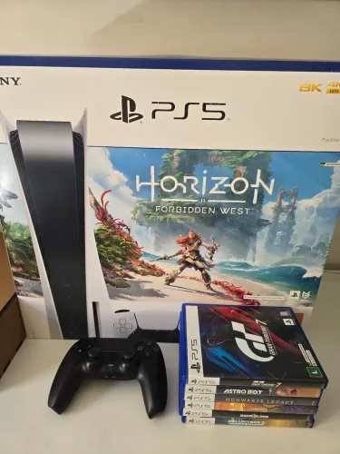 PlayStation 5 + 2 controles + base de carregamento + jogos