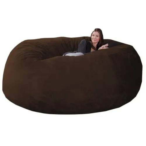 Puff Gigante Redondo 200x80 Em Suede Marrom Sem Enchimento