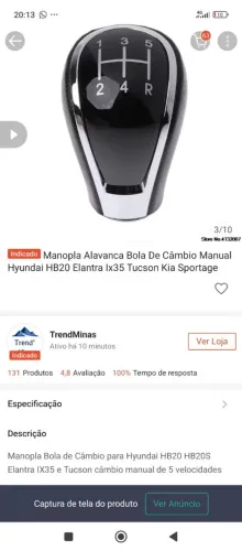 Manopla hb20, elantra