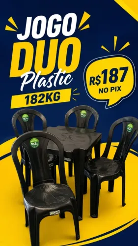 Mesa de Plástico com Cadeirass DuoPlastic Extra Forte
