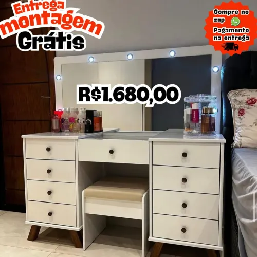 Penteadeira com Led e banqueta - Eloá 