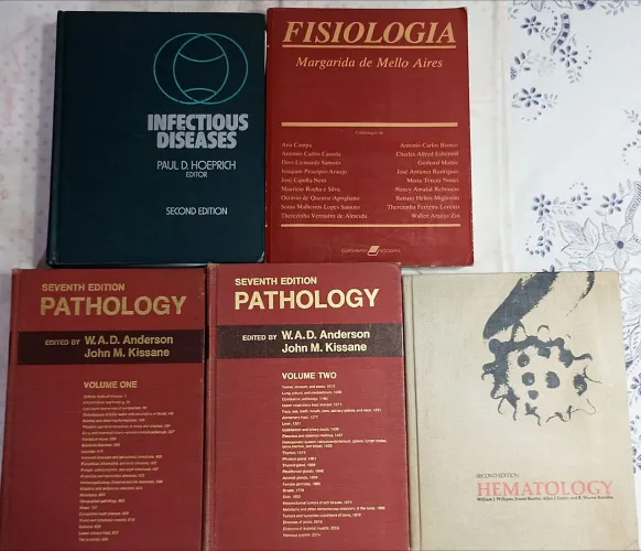 Kit 5 Livros de Medicina - Patologia - Hematologia - Doenças Infecciosas e Fisiologia