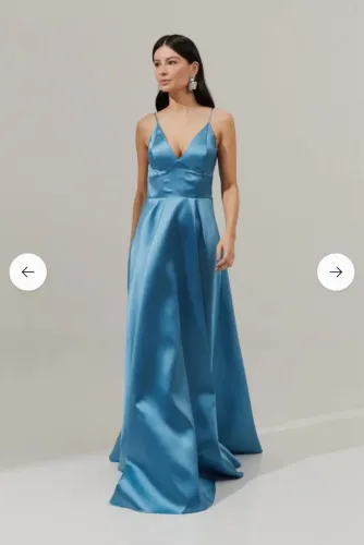Vestido longo azul em Zibeline