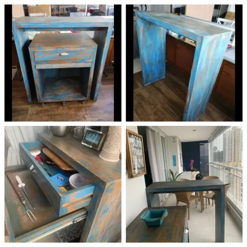Móvel e bancada/mesa para churrasqueira