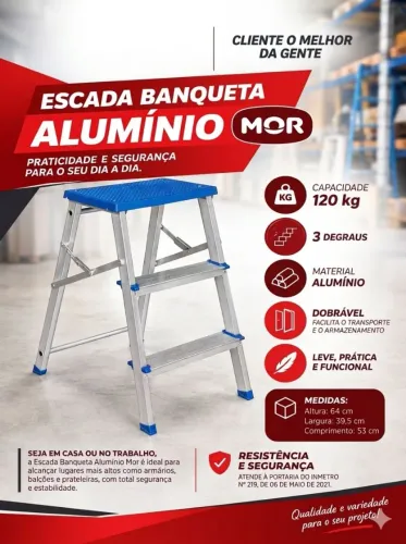 Escada 2 degraus Alumínio