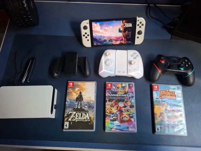 Nintendo Switch OLED + 3 Controles + 3 Jogos + Case | Pouquíssimo Uso