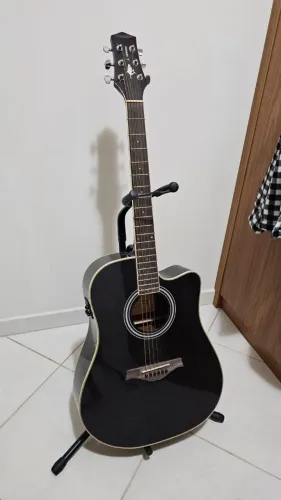 Violão J-White Folk Preto Cordas de Aço
