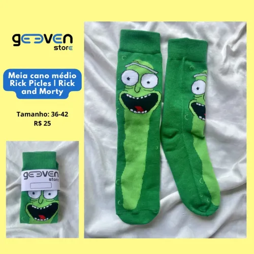 Meia Cano Médio Rick Pickles - Rick and Morty (Nova)