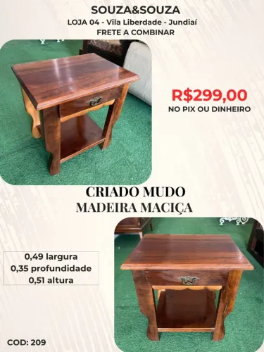 Criado Mudo Madeira Maciça