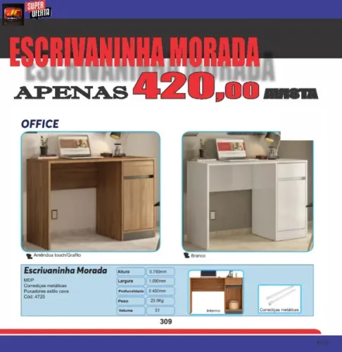 ESCRIVANINHA MORADA 1 GAVETA