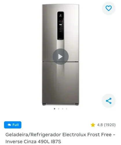 Porta de geladeira Electrolux 490L, inverse