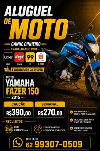 Aluguel de moto mediante contrato 