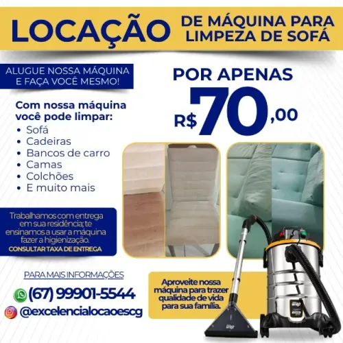 Locação de máquina para limpeza a seco de sofá