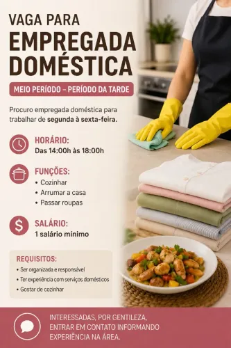 Vaga para Empregada Doméstica